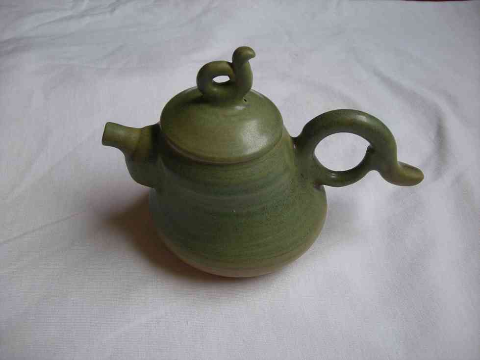 釉燒茶壼(青綠)