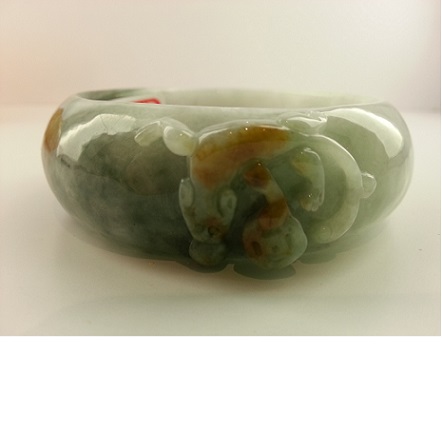 三彩寬版圓雕鐲